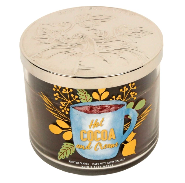 Bath Body Works Hot Cocoa and Cream scented 3-Wick Candle 20% used Approx 30 hrs