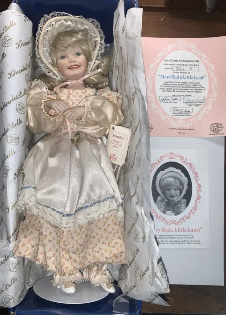 ”Mary Had a Little Lamb" Limited Edition Porcelain doll by Edwin M. Knowles 