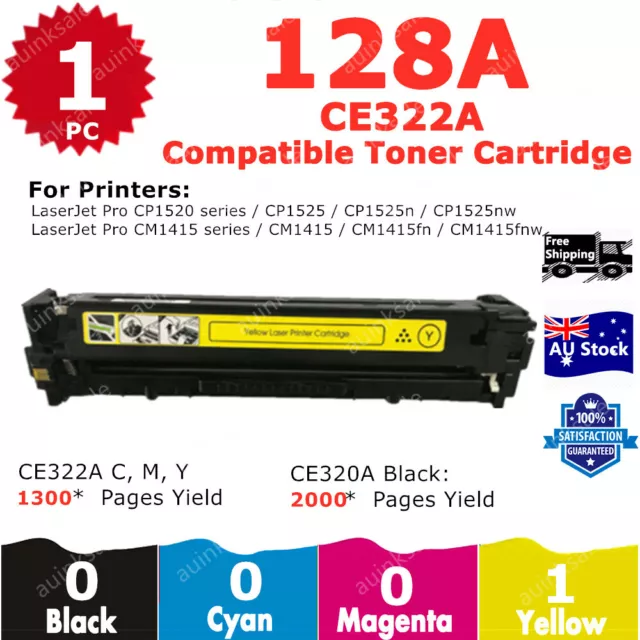 1x Compatible Toner 128A CE323A Yellow For HP CM1415fn CP1525nw CM1415fnw MFP