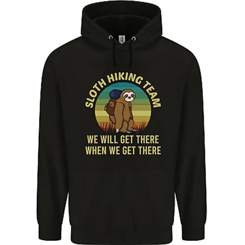 Felpa con cappuccio Sloth Hiking Team divertente trekking da uomo 80% cotone