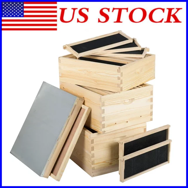 30-Frame Hive Frame Bee Hive Beehive Frames Box Wood Metal Roof for Beekeeping