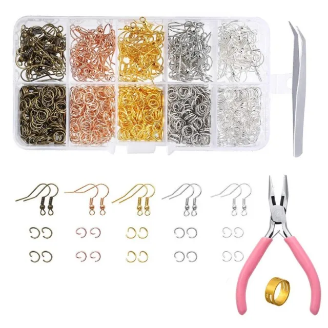 1128 Pieces Earrings Making Supplies Kit with Earring Hooks Jump Rings Pliers