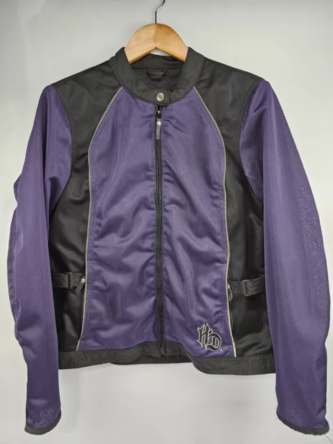 Harley Davidson Women’s Large Black Purple Mesh Riding Jacket Preowned