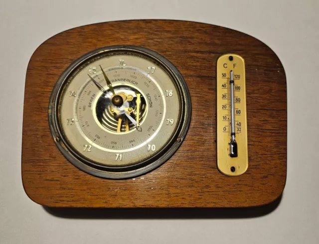 Vintage Wand Wetterstation mit Thermometer und Barometer #50er 60er