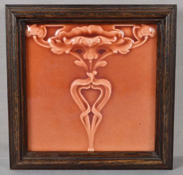 Circa 1900 framed Art Nouveau CERAMIC TILE