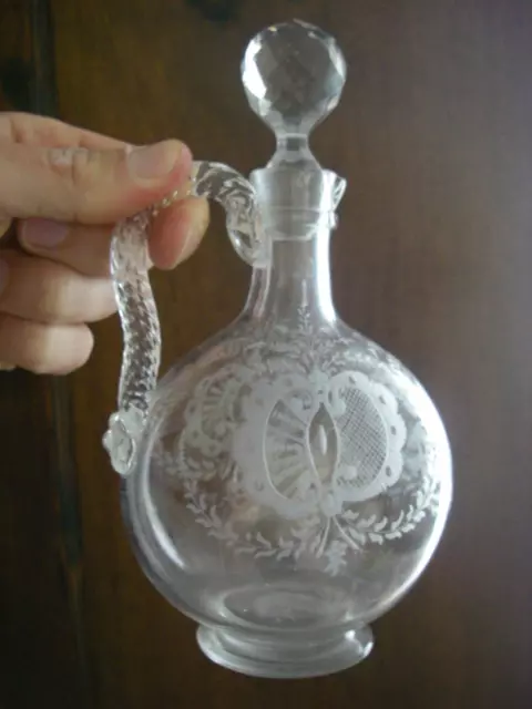 XIXe ancienne Carafe En Cristal De Boheme Napoléon III Aiguière