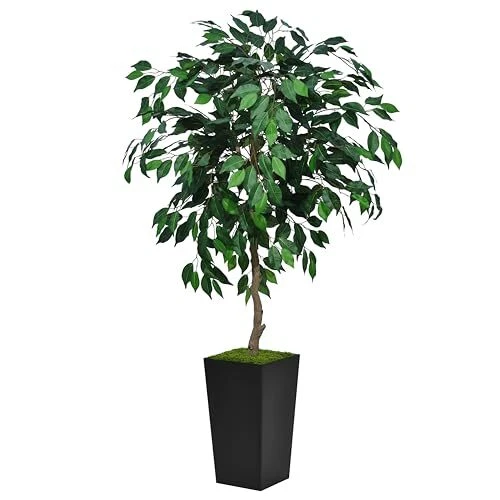 ARTIFICIAL TREE 5FT Faux Indoor Tree with Tall Planter Fake Ficus