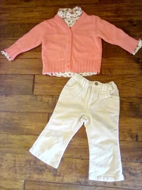 EUC! Baby Girls 3 pc Gap Gymboree Old Navy Sweater Pants Set Size 18-24 months