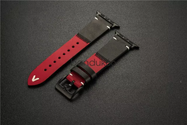 Color Contrast Leather Watch Band Strap For Apple Watch Ultra 49mm 9 8 7 6 45mm