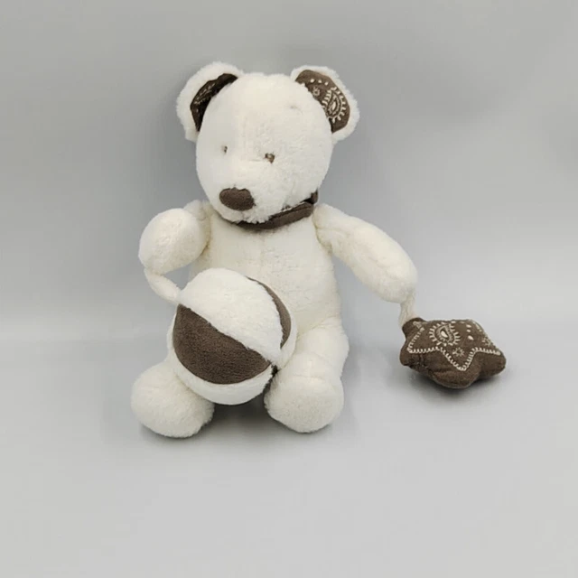 Doudou ours blanc foulard gris hochet balle étoile KIABI SIMBA TOYS - 31920