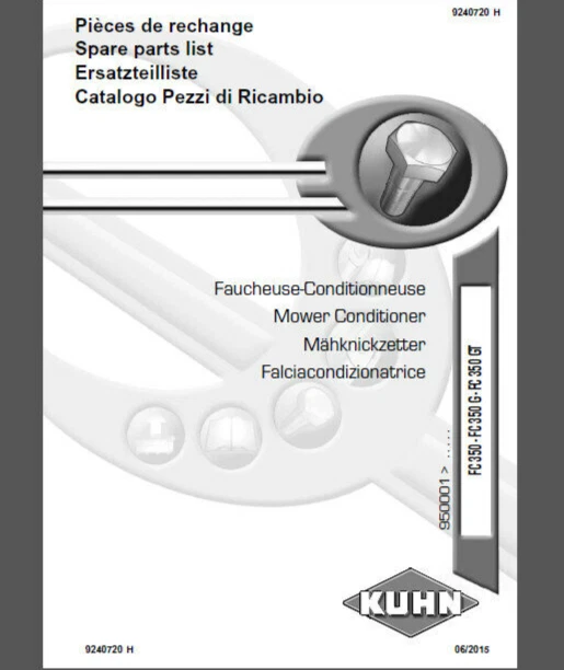 KUHN FC350 ( sn. 950001 - .....) parts catalog £24.99 - PicClick UK