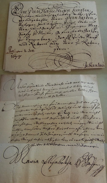 MARIE ELISABETH VON HESSENDARMSTADT (16561715) Brief RÖMHILD 1676 an