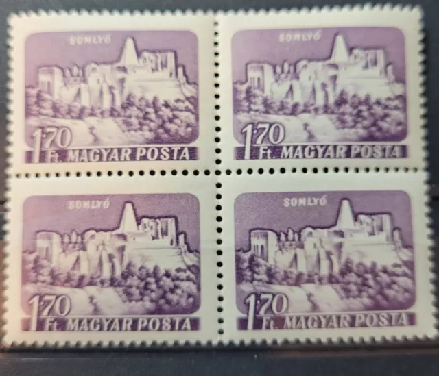 Hungary 1960 Mnh Castles *Error Print= Somlyo Not Somlo Mi.1656Ii Block Of 4
