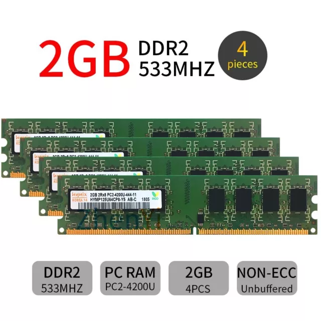 Hynix 8GB 4x 2GB 1GB DDR2 533MHz PC2-4200U 240Pin DIMM Desktop Memory SDRAM BT