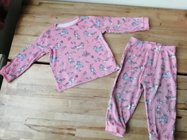 Pink Unicorn Rainbows Baby Girls Pyjama Set 100% Cotton 18-24 months