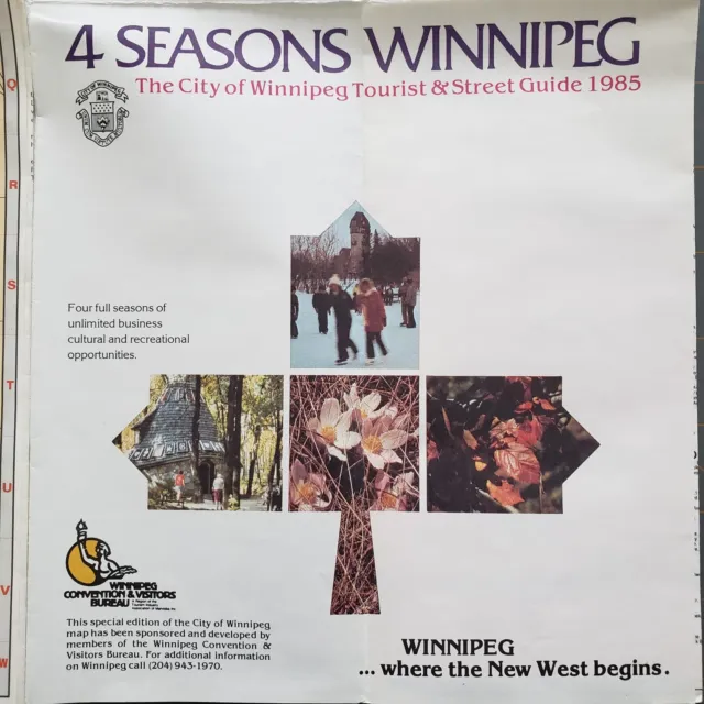 1985 4 Seasons Winnipeg Tourist & Street Guide City Map Vintage Canada Manitoba