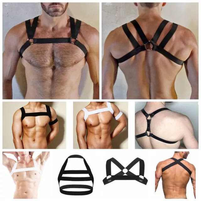 MENS SEXY PUNK Body Chest Breast Harness Nylon Elastic Belt Clubwear  Underwear £4.14 - PicClick UK