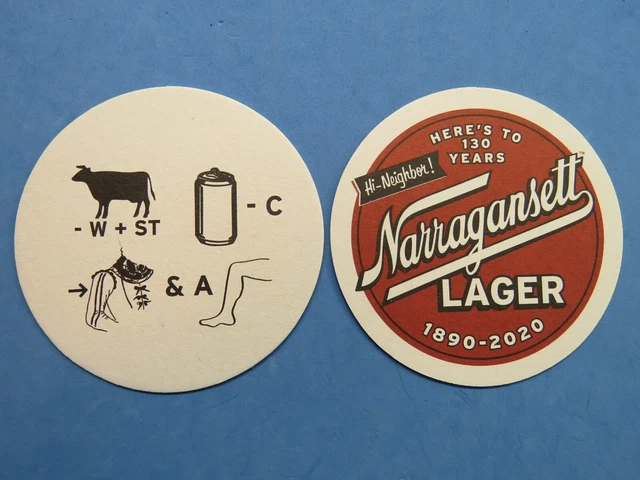 Beer Coaster ~ NARRAGANSETT Hi Neighbor Brewery, Rhode Island ~ Cost Puzzle