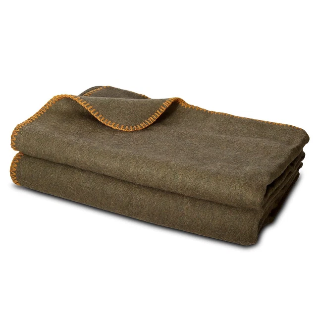 Military Wool Blanket for Camping, Emergency and Everyday Use, Fire Retardant En