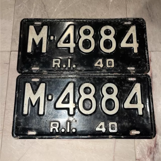 1940 40 Rhode Island Ri License Plate Tag Pair Set Nice