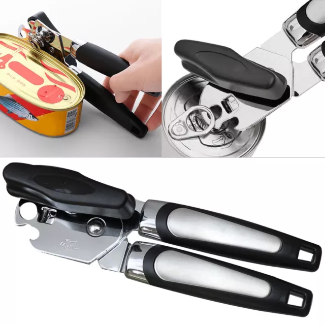 Heavy Duty Stainless Steel Tin Can Opener Cutter Easy Comfy Handle Grip Kitchen