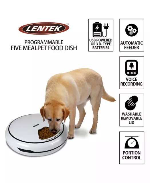 Lentek Automatic 5 Meal Pet Feeder, Dish Bowl with Voice call system for Dog Cat 2