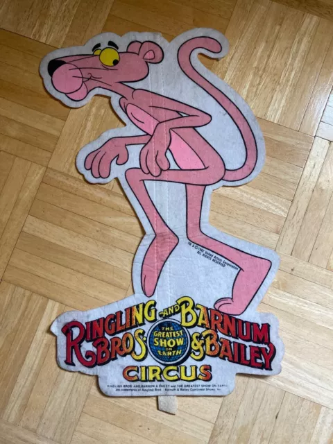 RINGLING BROS BARNUM/BAILEY CIRCUS Placard Poster Stiff Felt Pink Panther 1982