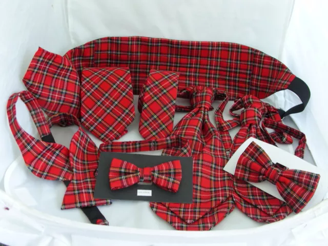 (B) TARTAN Royal Red Collection >Hankie-Ties-Bow ties-Cummerbund-Cravats + Sets