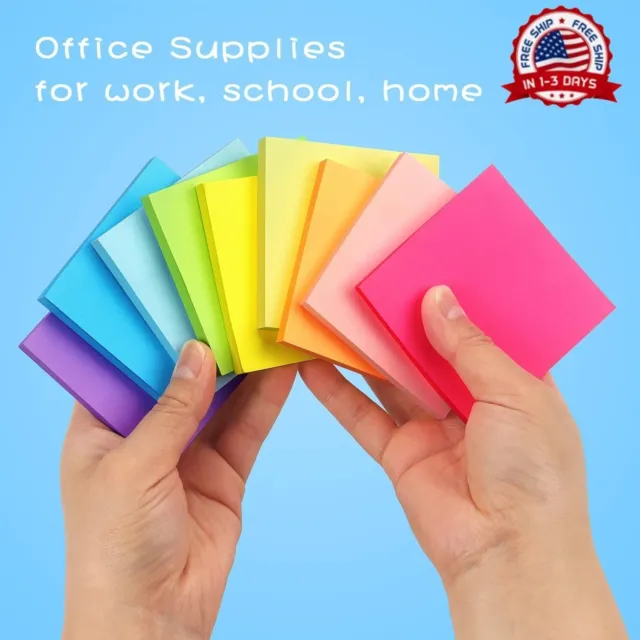 9 Pack Sticky Notes 3x3 in, 75 Sheets/Pad, Total 675 Sheets, 9 Bright