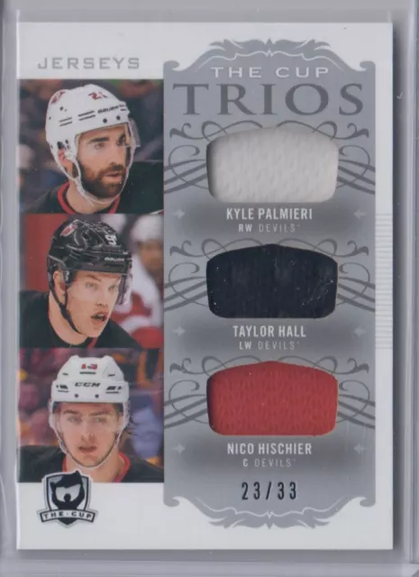 2018-19 Upper Deck The Cup Trios Jersey Palmieri - Hall - Hischier /33 New