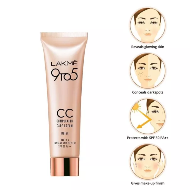 Lakme 9 to 5 Cc Cream Beige Tinted Moisturizer with SPF 30 with Natural 9gm fs