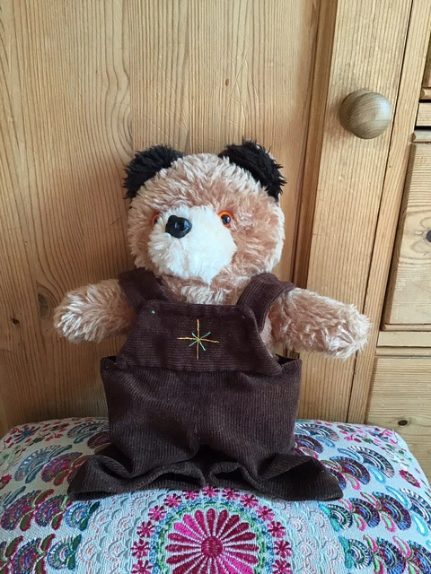 HANDMADE VINTAGE BROWN Teddy Bear In Overalls Plush Soft Stuffed Animal ...