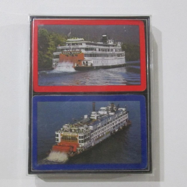 Vintage Souvenir Playing Cards Delta Queen Steamboat Two Decks With Case