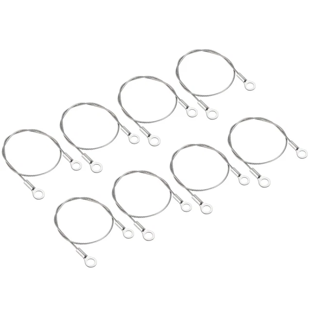 8Pcs 1.5mmx30cm Steel Security Cable 6mm ID Eyelets Ended Safety Wire Rope