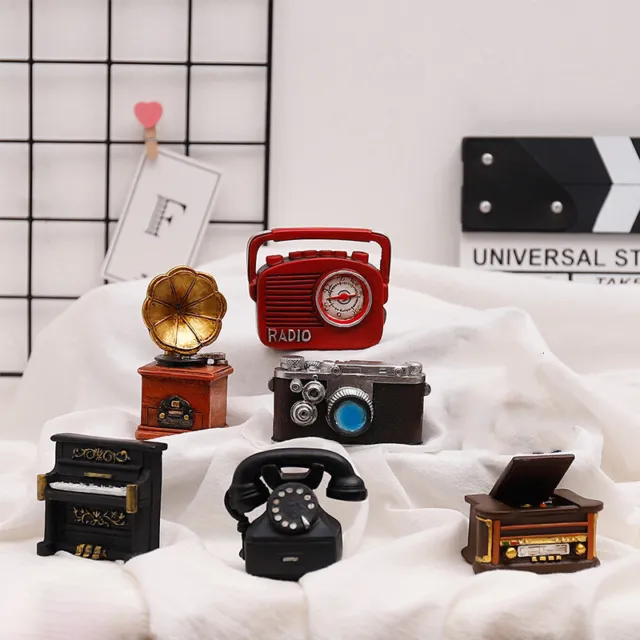 Mini Dollhouse Miniature Retro Metal Camera Radio Piano Phonograph Accessories