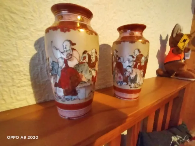 Antique Japanese Vase Kutani Porcelain Small Hand Painted Vase