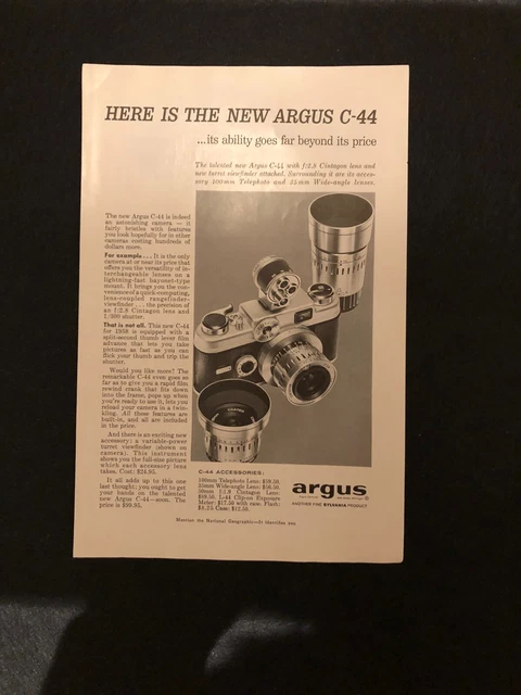 ARGUS C-44 CAMERA. Beyond Price!! Original Print Advertising EUR 11,26 ...