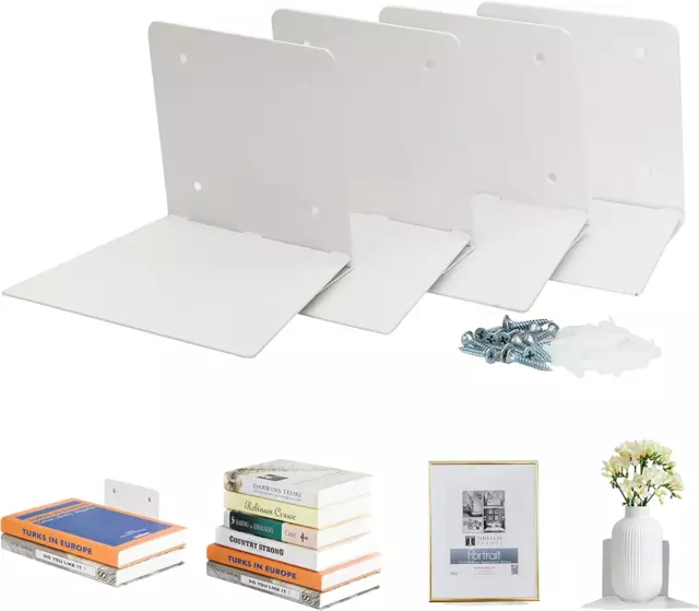 Invisible Floating Bookshelves Wall Mounted, Heavy-Duty Book Organizers, Iron Wa