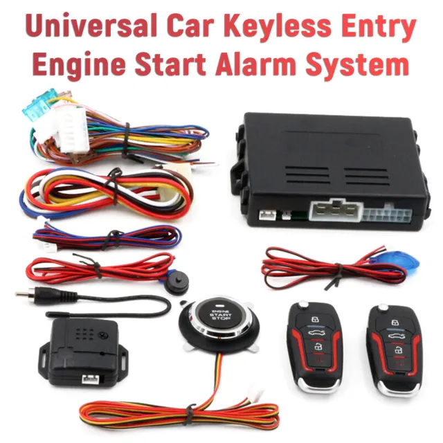 Car Keyless Entry System Engine Start Ignition Security Alarm Kit + 2 Remote