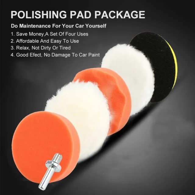 Car Polishing Disc Set Sponge Buffing Pad Kit For Drill Waxing Polisher Adapter
