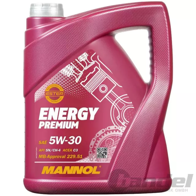 5L MANNOL ENERGY PREMIUM 5W-30 MOTORÖL passend für MB 229.51 BMW LL-04 dexos 2