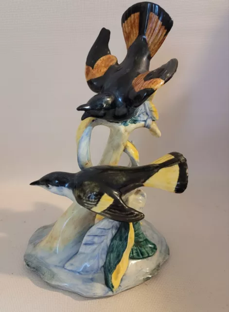 Vintage Stangl Pottery Bird Figurine Redstarts Double Birds #3490 ~ 8.75" Tall