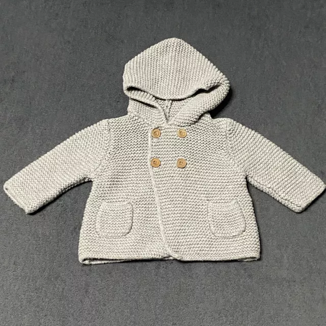 Zara Mini Collection Baby Knit Cardigan Size 1 - 3 Months Gray Unisex Button