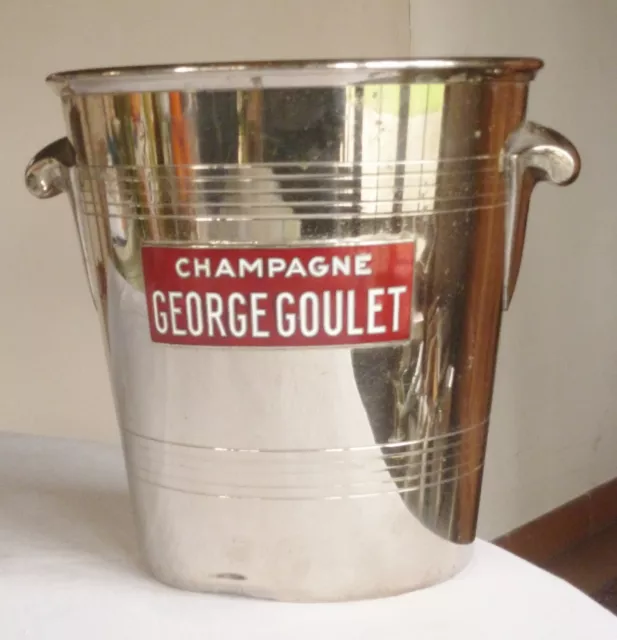 SEAU A CHAMPAGNE PUBLICITAIRE, champagne GEORGE GOULET étiquette émaillée