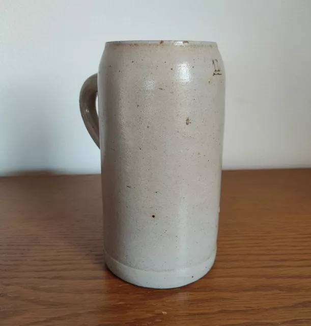 Alter Bier Krug um 1900 Maß 1 Liter Steinzeug Antik Handarbeit Selten Keramik