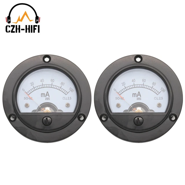2PCS DC100mA 52mm Round Moving Coil Panel Meter for Vintage Tube Amplifier DIY