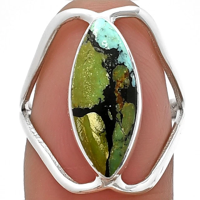 Lucky Charm Tibetan Turquoise 925 Sterling Silver Ring s.7 Jewelry R-1246
