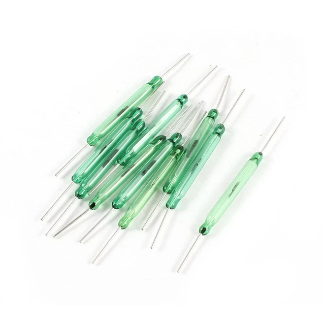 10 x rotonda d'argento tono porta tubo di vetro verde senza contatto reed 28 m
