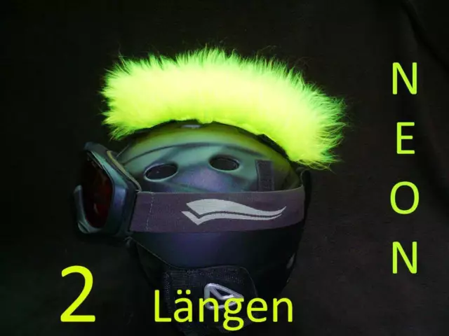 Irokese Helm GELB Neon floureszierend 2 LÄNGEN Motorradhelm leuchtend  Iro