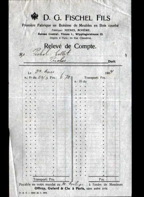 PARIS (X°) USINE de WIEN Autriche / MEUBLES en bois tourné "D.G. FISCHEL" 1904